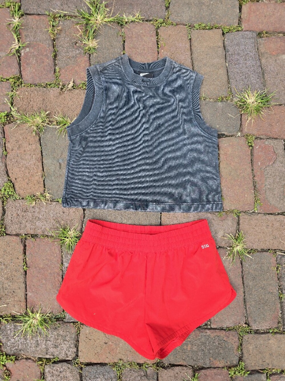 Nike Black Washed Muscle Tank Top And Red DSG Athletic Shorts Athletic Set BTC